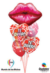 Labio Gigante Rosado metalizado, Corazones Te Quiero metálicos & látex Te Quiero impreso