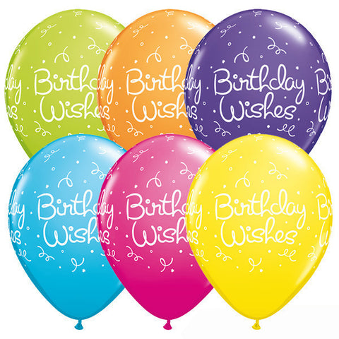 11" Redondo, Surtido Tropical, AST Birthday Wishes con Confetti y Serpentinas