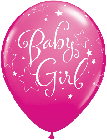 11" Redondo, Surido Bebe Niña, Rosa y Cereza Intenso, Latex Baby Girl con Estrellas