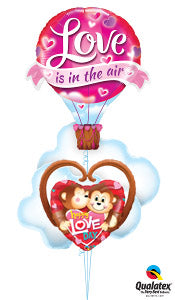 Globo Metalizado Aerostático "Love is in the Air" +Nube Gigante Metálica & Corazon Gigante Monitos in "Happy Love Day"