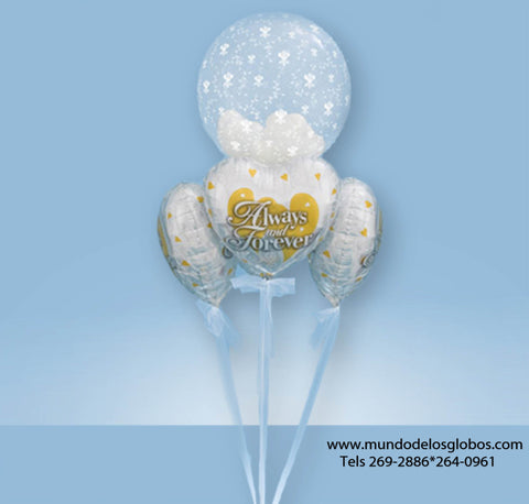 Bouquet de Boda con Corazones Always & Forever y Burbuja con Corazoncitos