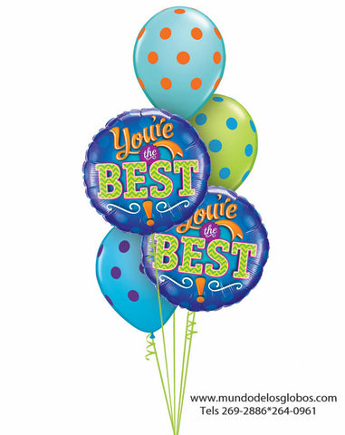 Bouquet Feliz Dia del Padre, You're The Best!, Globos de Bolas de Colores