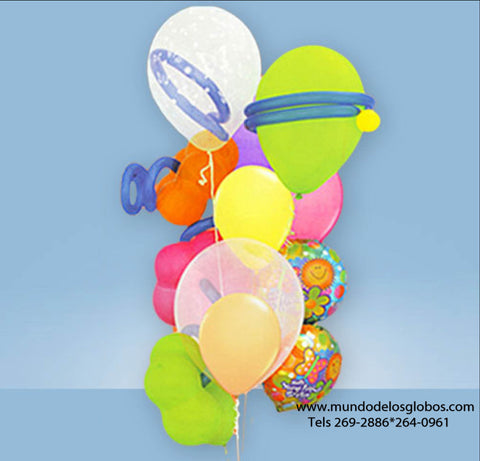 Bouquet de Globos Get Well con Globos en Forma de Flores y Globos de Colores