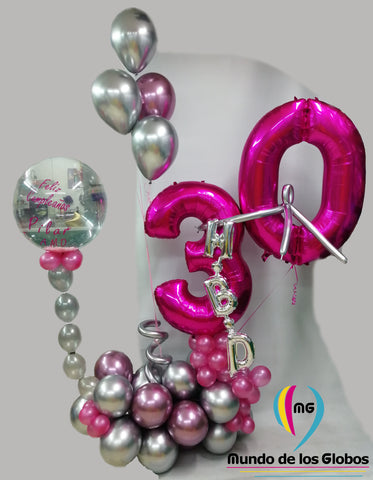 Bouquet Orgánico de HBD Script & Números Gigantes