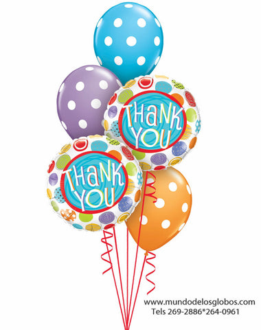 Bouquet Feliz Dia de la Secretaria, Thank You, con Globos de Bolas de Colores