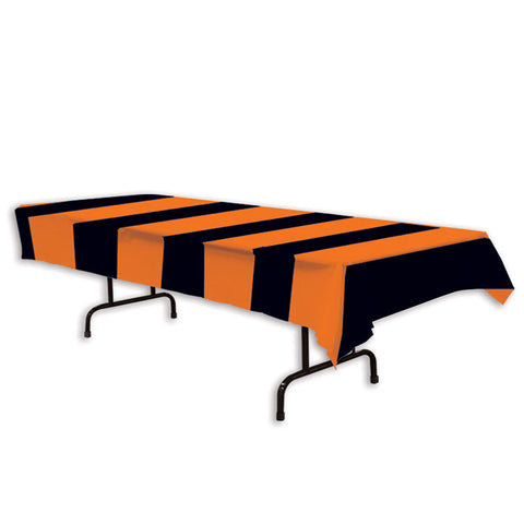 Orange & Black Stripes Tablecover, Size 54" x 108"