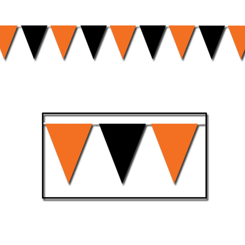 Orange & Black Pennant Banner, Size 17" x 30'