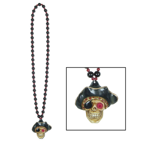 Collares w/Flashing Pirate Skull Medallion, Size 36"