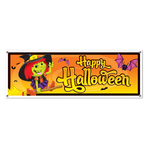 Happy Halloween Sign Banner, Size 5' x 21"