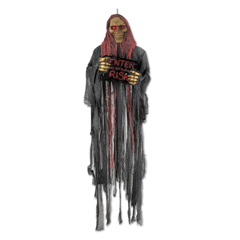 Grim Reaper w/Sign Creepy Creature, Size 5' 3"