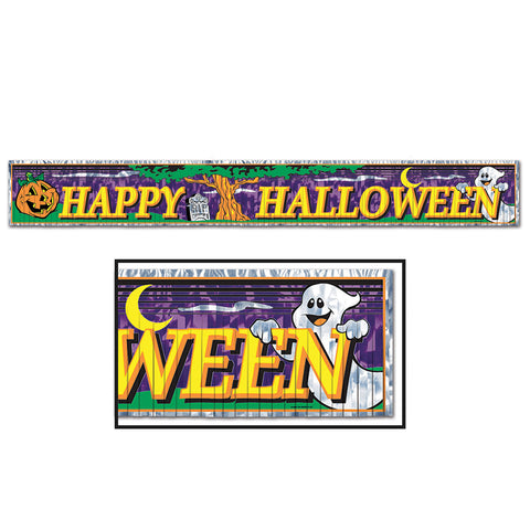 Metallic Happy Halloween Fringe Banner, Size 8" x 5'