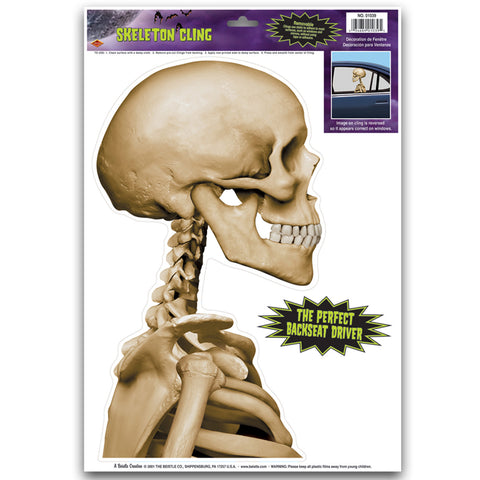Skeleton Car Cling, Size 12" x 17" Sh