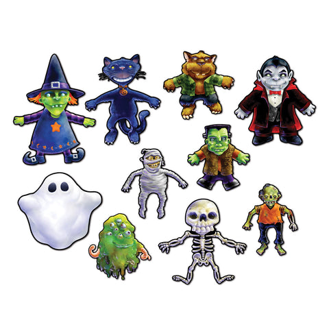 Halloween Character Recortes, Size 5½"-10½"