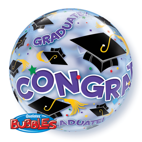 22" Burbuja, Congratulations Graduate! con Birretes de Graduacion