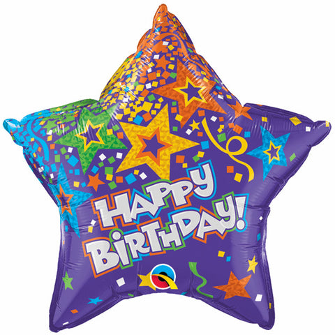 20" Estrella, Happy Birthday, Estrella Purpura