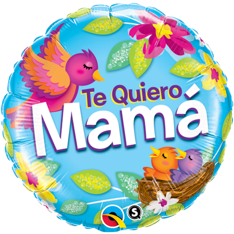 18" Redondo, Te Quiero Mama, Nido, Pajarito y Flores