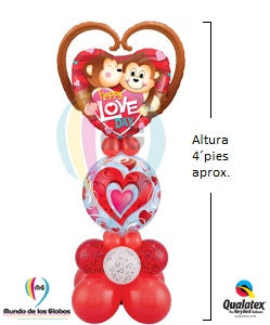 Pedestal Corazón Gigante "Happy Love Day" con burbuja gigante y base de globos