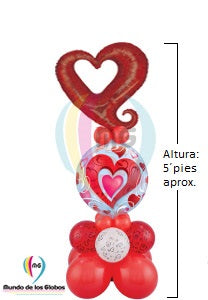 Pedestal: Corazón Silueta de 36" pulgadas con burbuja gigante de corazón en base de látex