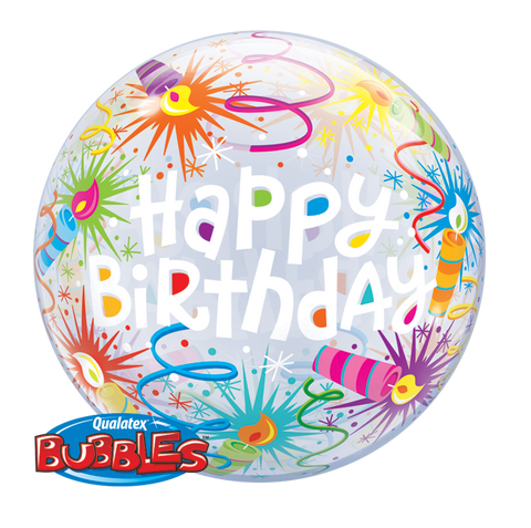 22" Burbuja, Happy Birthday con Velas de Cumpleaños