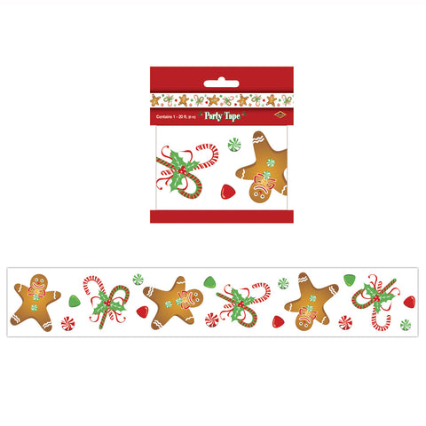 Gingerbread Man Party Tape, Size 3" x 20'