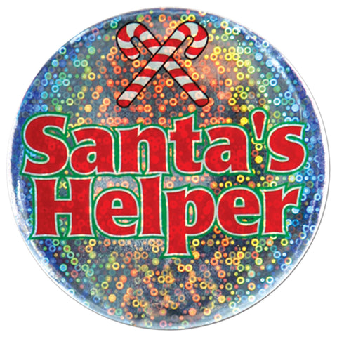 Santa's Helper Button, Size 3½"