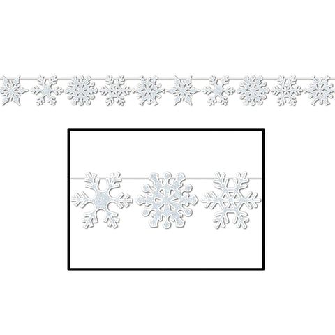 Glittered Snowflake Streamer, Size 8½" x 12'