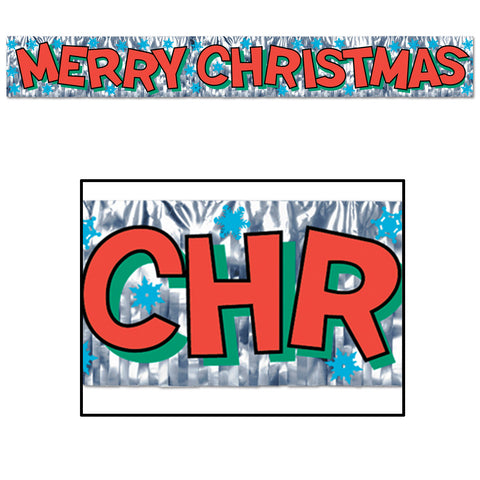 Metallic Merry Christmas Fringe Banner, Size 8" x 5'