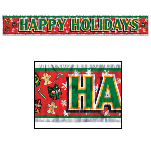 Metallic Happy Holidays Fringe Banner, Size 8" x 5'