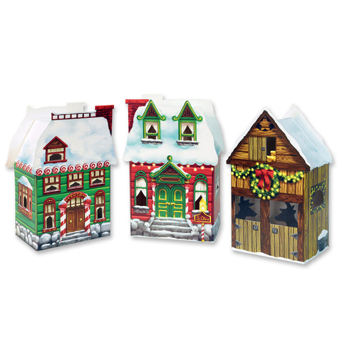 Christmas Village Favor Boxes, Size 3¾" x 6¾"
