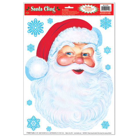 Santa Face Cling, Size 12" x 17" Sh