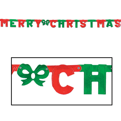 Foil Merry Christmas Streamer, Size 4¼" x 5' 6"