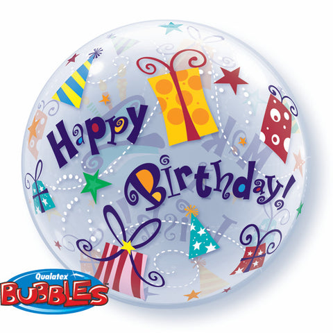 22" Burbuja, Happy Birthday, Make A Wish con Regalos