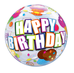 9" Burbuja, Happy Birthday, Cupcakes, Air