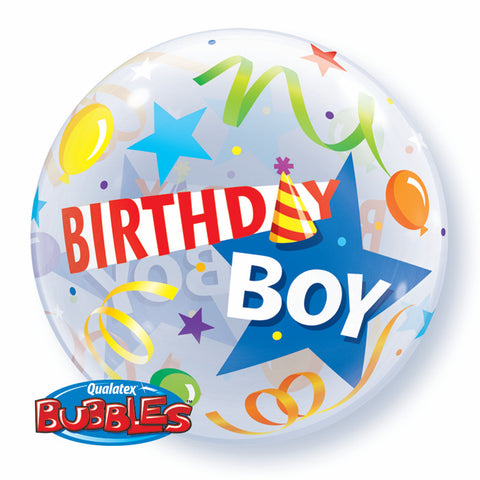 22" Burbuja, Birthday Boy con Serpentinas