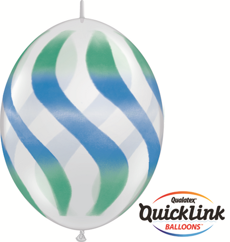 12" Wavy Stripes, Azul Verde y Transparente, QLINK, Latex