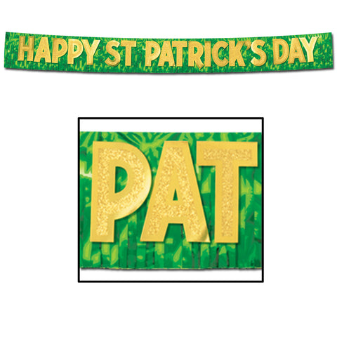 Metallic Happy St Patrick's Day Banner, Size 10" x 10'
