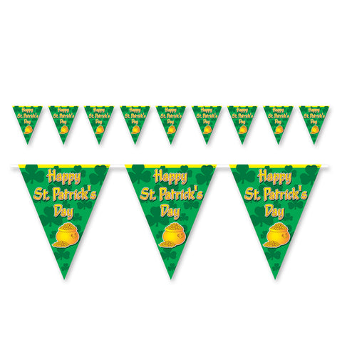 Happy St Patrick's Day Pennant Banner, Size 11" x 12'