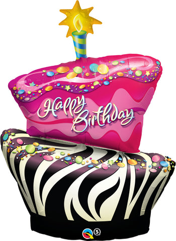 41" Pastel de Cumpleaños, Happy Birthday, Rayas de Zebra