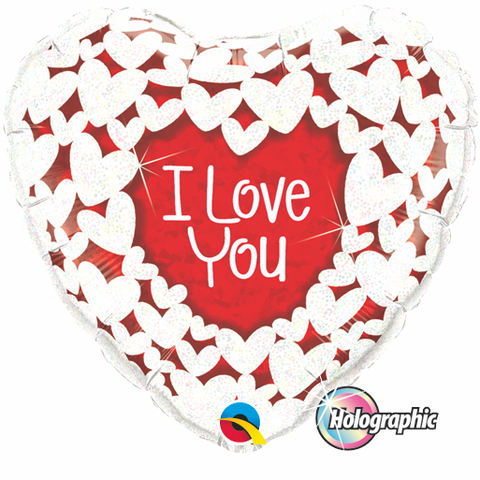 18" Corazon Holografico, I Love You, Corazones Brillantes