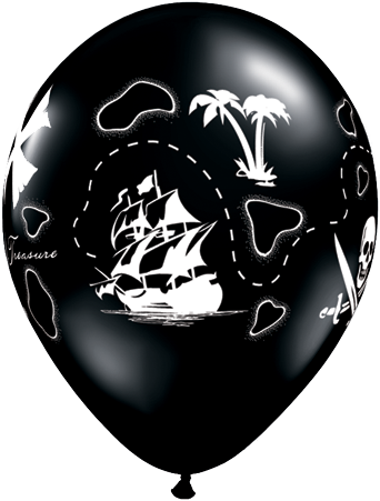 11" Redondo, Negro Onix, Mapa de Tesoro Pirata