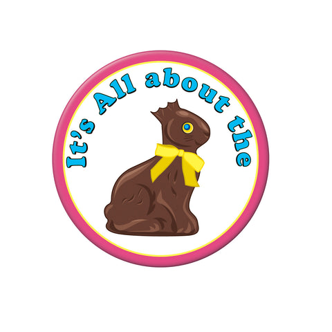 Chocolate Bunny Button, Size 3½"