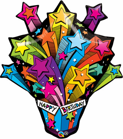 35" Regalo de Cumpleaños Explosivo con Estrellas Fugaces, Happy Birthday