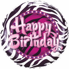 09" Redondo, Happy Birthday, Rayas de Zebra