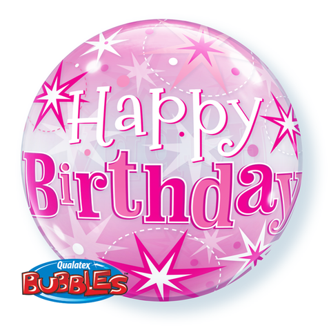 22" Burbuja, Happy Birthday, Starbust Sparkle, Rosado