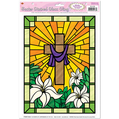 Easter Stained Glass Cling, Size 12" x 17" Sh