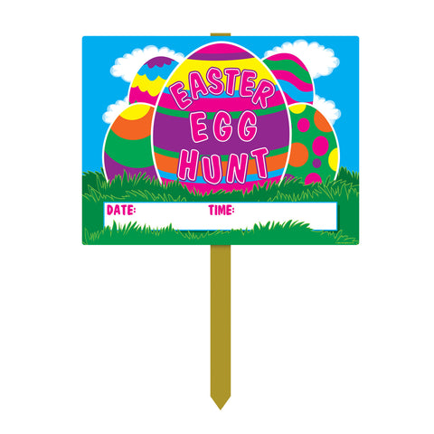 Plastic Easter Egg Hunt Yard Sign, Size 11" x 15"