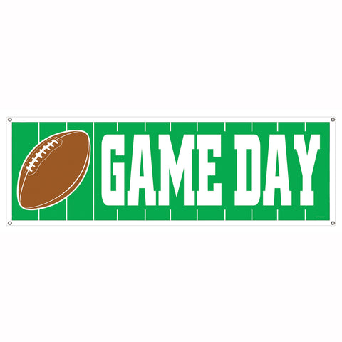 Game Day Football Sign Banner, Size 5' x 21"