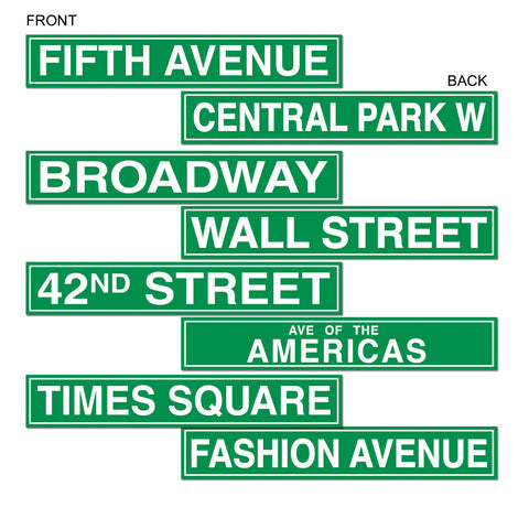 New York City Street Sign Recortes, Size 4" x 24"