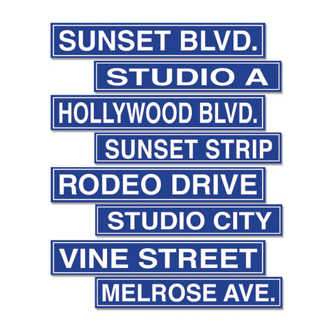 Hollywood Street Sign Recortes, Size 4" x 24"