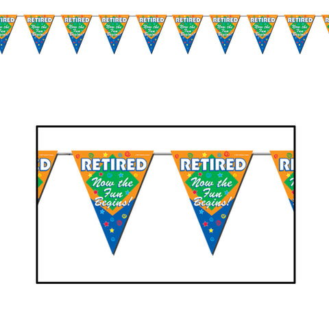Retired The Fun Begins! Pennant Banner, Size 11" x 12'